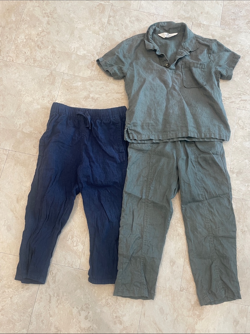 🍀Sale 4/$20 H&M Linen blend set + extra pair of pants, sz 3/4